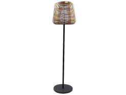 Candeeiro De Pe De Exterior Com Leds Em Metal A150 Cm Preto E Natural - Carbini