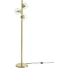 Candeeiro De Pe Em Latao Escovado E 3 Globos Em Vidro Vintage De A. 148 Cm - Yukon