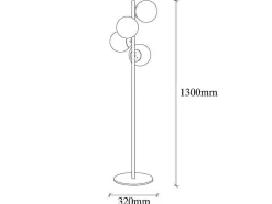 Candeeiro De Pe Em Metal E Vidro Com 4 Globos De A. 130 Cm Cor Dourado E Branco - Faze