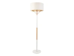 Candeeiro De Pe Escandinavo Metal, Linho E Madeira De Hevea D44 X A164 Cm Natural E Branco - Addis