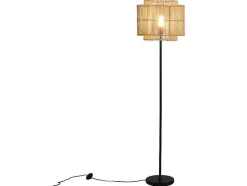 Candeeiro De Pe Etnico Em Bambu E Metal Cor Preto De D.40 X A.157,5 Cm - Parana