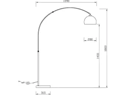 Candeeiro De Pe Grande Em Arco Estilo Art Deco 140 X 35 X 180 Cm Em Metal E Marmore Cor Cobre - Ombrage