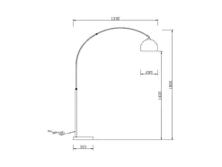 Candeeiro De Pe Grande Em Arco Estilo Art Deco 140 X 35 X 180 Cm Em Metal E Marmore Cor Dourado - Ombrage