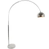Candeeiro De Pe Grande Em Arco Estilo Art Deco 140 X 35 X 180 Cm Em Metal E Marmore Cor Prateado - Ombrage