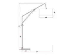 Candeeiro De Pe Metal, Linho E Marmore C122 X A180 Cm Branco, Preto E Dourado - Masdar