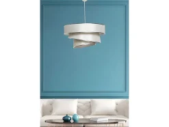 Candeeiro De Teto E Metal De D. 40 X A. 72 Cm Cor Bege E Prateado - Tairon