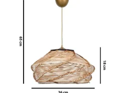 Candeeiro De Teto Em Madeira Entrancada De D. 36 X A. 65 Cm Cor Natural - Parial