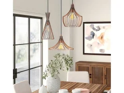 Candeeiro De Teto Em Metal Com 3 Abajures De C. 55 X A. 113 Cm Cor Acobreado - Mezopotamya