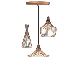 Candeeiro De Teto Em Metal Com 3 Abajures De C. 55 X A. 113 Cm Cor Acobreado - Mezopotamya