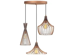 Candeeiro De Teto Em Metal Com 3 Abajures De C. 55 X A. 113 Cm Cor Acobreado - Mezopotamya