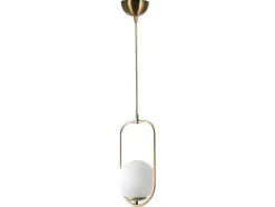 Candeeiro De Teto Em Metal Com Globo De D. 18 X A. 70 Cm Cor Branco E Cobre - Kohann