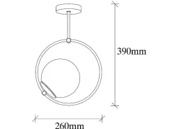 Candeeiro De Teto Em Metal Com Globo Em Vidro De A. 39 Cm Cor Preto E Branco - Dulonay