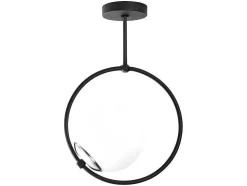 Candeeiro De Teto Em Metal Com Globo Em Vidro De A. 39 Cm Cor Preto E Branco - Dulonay