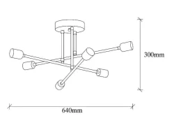 Candeeiro De Teto Em Metal Com 3 Bracos De C. 64 Cm X A. 30 Cm Cor Preto - Flowera