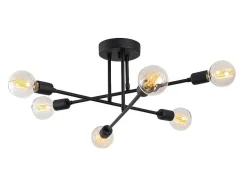 Candeeiro De Teto Em Metal Com 3 Bracos De C. 64 Cm X A. 30 Cm Cor Preto - Flowera