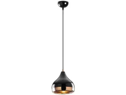 Candeeiro De Teto Em Metal De Altura Regulavel De D. 17 X A. 25/112 Cm Cor Preto E Acobreado - Yildo