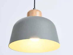 Candeeiro De Teto Em Metal E Madeira De D.26 Cm X A.120 Cm Cor Verde - Malvina