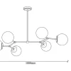Candeeiro De Teto Em Metal 6 Globos De C. 100 X A. 52 Cm Cor Preto E Branco - Damar