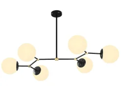 Candeeiro De Teto Em Metal 6 Globos De C. 100 X A. 52 Cm Cor Preto E Branco - Damar
