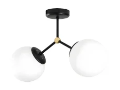 Candeeiro De Teto Em Metal 2 Globos De C. 44 X A. 28 Cm Cor Preto E Branco - Damar