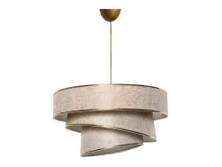 Candeeiro De Teto Em Tecido E Metal De D. 40 X A. 72 Cm Cor Taupe E Dourado - Tairon
