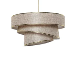Candeeiro De Teto Em Tecido E Metal De D. 40 X A. 72 Cm Cor Taupe E Dourado - Tairon