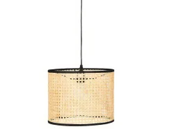 Candeeiro De Teto Entrelacado Neirobi - Estilo Etnico - Ferro E Vime - D. 30 X A. 120 Cm - Natural