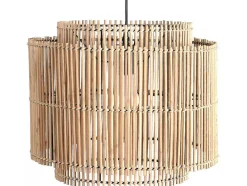 Candeeiro De Teto Etnico Em Bambu E Metal Cor Preto De D.40 X A.120 - Parana