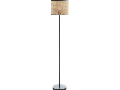 Candeeiro Entrelacado Estilo Etnico Neirobi - Ferro E Vime - A.145 Cm - Preto E Natural