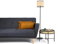 Candeeiro Entrelacado Estilo Etnico Neirobi - Ferro E Vime - A.145 Cm - Preto E Natural