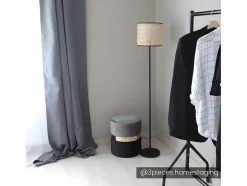 Candeeiro Entrelacado Estilo Etnico Neirobi - Ferro E Vime - A.145 Cm - Preto E Natural