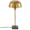 Candeeiro Mesa De Cabeceira Forma Cogumelo Estilo Art Deco Amanite - Marmore E Ferro - 24,5 X 24,5 X 52 Cm - Dourado