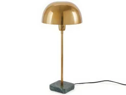 Candeeiro Mesa De Cabeceira Forma Cogumelo Estilo Art Deco Amanite - Marmore E Ferro - 24,5 X 24,5 X 52 Cm - Dourado