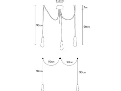 Candeeiro Suspenso Andria, Preto, 180 X 180 X 93 Cm, Epikasa