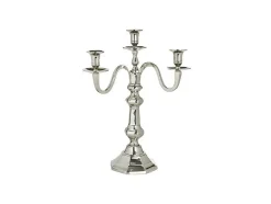 Candelabro 3 Bracos Come Em Aluminio De A. 45 X C. 38 Cm Em Prateado - Sia