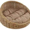 Cesto Para Animais Em Resina Com Almofada, Interior Ou Exterior, D71 X A37 Cm, Natural E Castanho - Zalio