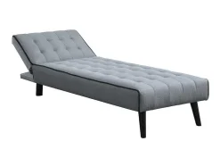 Chaise Longue Cama Em Tecido Cinzento E Contornos Pretos - Bayou