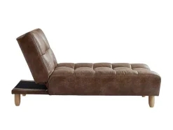 Chaise Longue Clic Clac Em Microfibra De Efeito Envelhecido Castanho Vintage - Esteban