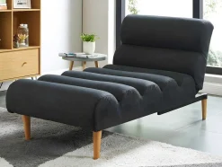 Chaise Longue Convertivel Em Cama Em Tecido Cinzento Escuro - Cival