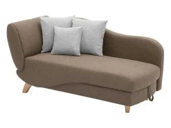 Chaise-Longue Direita Convertivel Em Tecido Castanho Com Espaco De Arrumação - Penelope