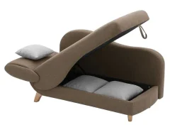 Chaise-Longue Direita Convertivel Em Tecido Castanho Com Espaco De Arrumação - Penelope