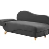 Chaise-Longue Direita Convertivel Em Tecido Antracite Com Espaco De Arrumação - Penelope