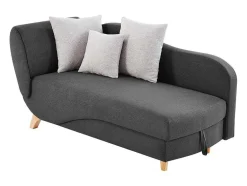 Chaise-Longue Direita Convertivel Em Tecido Antracite Com Espaco De Arrumação - Penelope