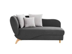 Chaise-Longue Direita Convertivel Em Tecido Antracite Com Espaco De Arrumação - Penelope