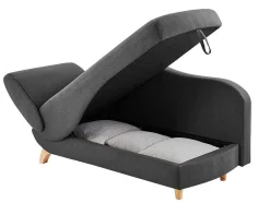 Chaise-Longue Direita Convertivel Em Tecido Antracite Com Espaco De Arrumação - Penelope