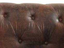 Chaise Longue Esquerda Chesterfield De Microfibra Aspeto Couro Envelhecido - Shirel