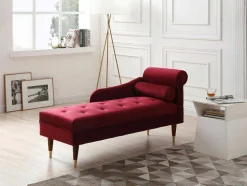 Chaise-Longue Esquerda Em Veludo Bordeaux - Umari