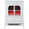 Cheminee Electrique Au Sol 2000W Style Retro En Acier Laque Blanc