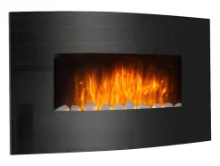 Cheminee Electrique 2Kw En Verre Trempe Noir