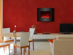 Cheminee Electrique 2Kw Verre Trempe Noir Avec Telecommande